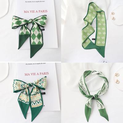 Koreanische Version ins kleiner Seidenschal frisches Grün Frühling und Sommer neuer Seidenschal Stirnband Mädchen College-Stil reiner Streamer-Schal