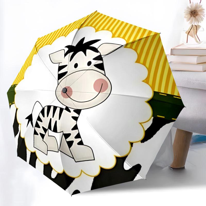 1pc Zebra Print Automatic Umbrella Portable Home Essential Umbrella, Iron Umbrella Structure Suitable for All Seasons yy251123114
