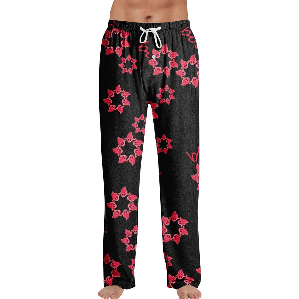 Anime-Pyjamahose, Nachtwäsche, lässige Hose mit Kordelzug und elastischer Taille, bequeme, gerade, lockere Yoga-Hose