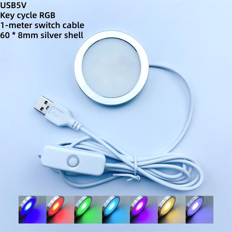 1Pcs For Bamboo Led Light Parts Diy Model Warm White/Multicoour Usb Round Ultra-Thin Light For Bambu Lab Led Lamp Kit Hardware