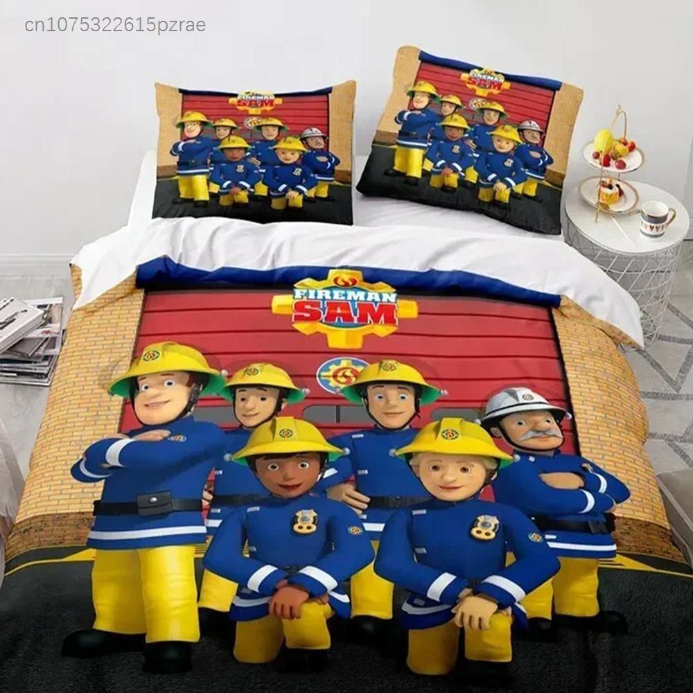 3D Print Cartoon Fireman Sam Bedding Set Duvet Cover With Pillowcase Single Double Twin Full Queen King Size