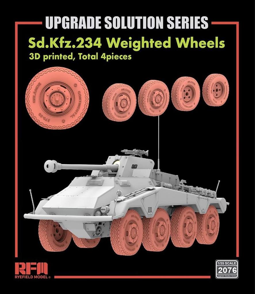 Ryefield Models 1/35 Scale German Sd.Kfz.234/4 Weight-Deforming Wheel Type A Plastic Model Kit Parts RFM2076