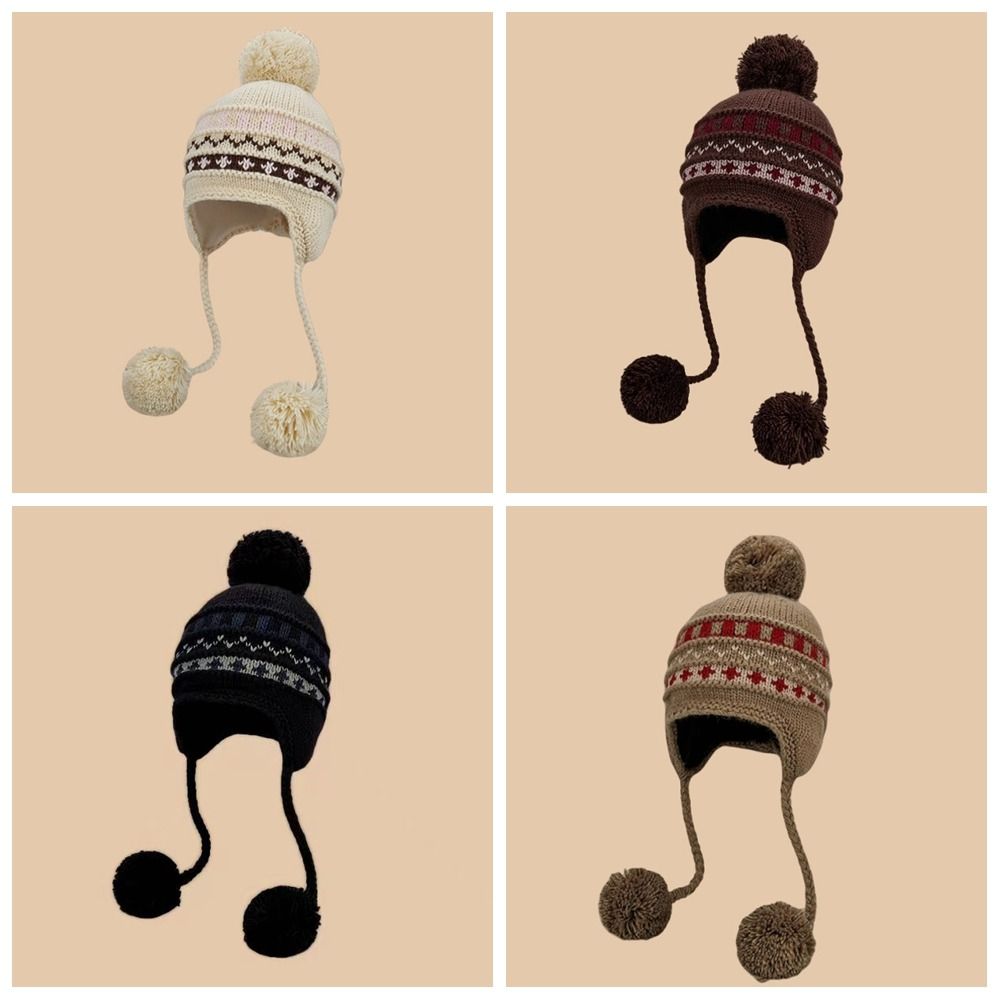 Printed Fair Isle Style Beanies Warm Ear Protection Hat Fashion Lei Feng Hat Girls
