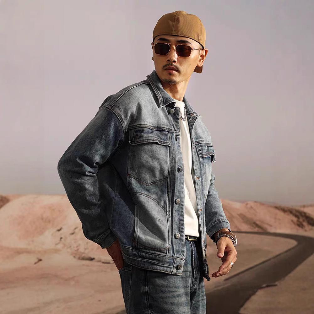 Men's Retro Japanese Slim Fit Denim Jacket 2024 - Heavyweight Washed Casual Autumn Style