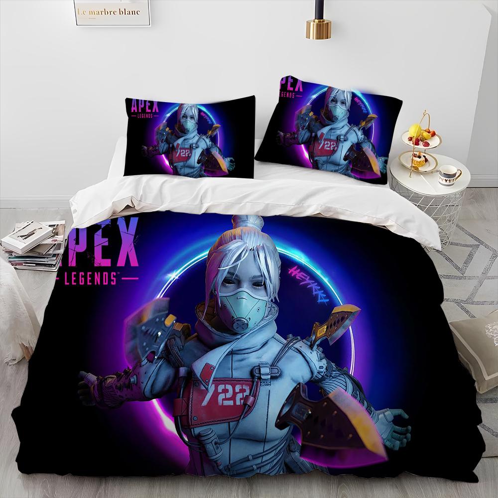 A-Apex Legends Game Gamer Cartoon Comforter Bedding Set,Duvet Cover Bed Set Quilt Cover Pillowcase,king Queen Size Bedding Set