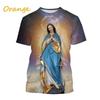 T-shirt Imprimé 3D Vierge Marie Déesse de la Miséricorde de Pâques Chrétien Béni Jésus Dieu T-shirt Style Féminin Vêtements Hauts à Manches Courtes T-shirt