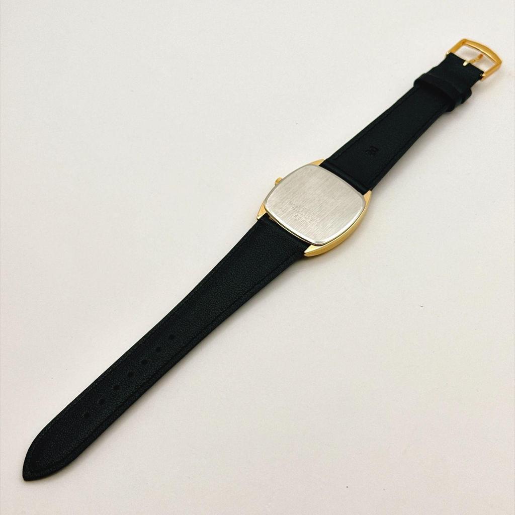 Used B199 [Working, Excellent Condition, 1981 Vintage, New Belt] SEIKO Quartz Gold-Tone Tonneau Case Men's Watch