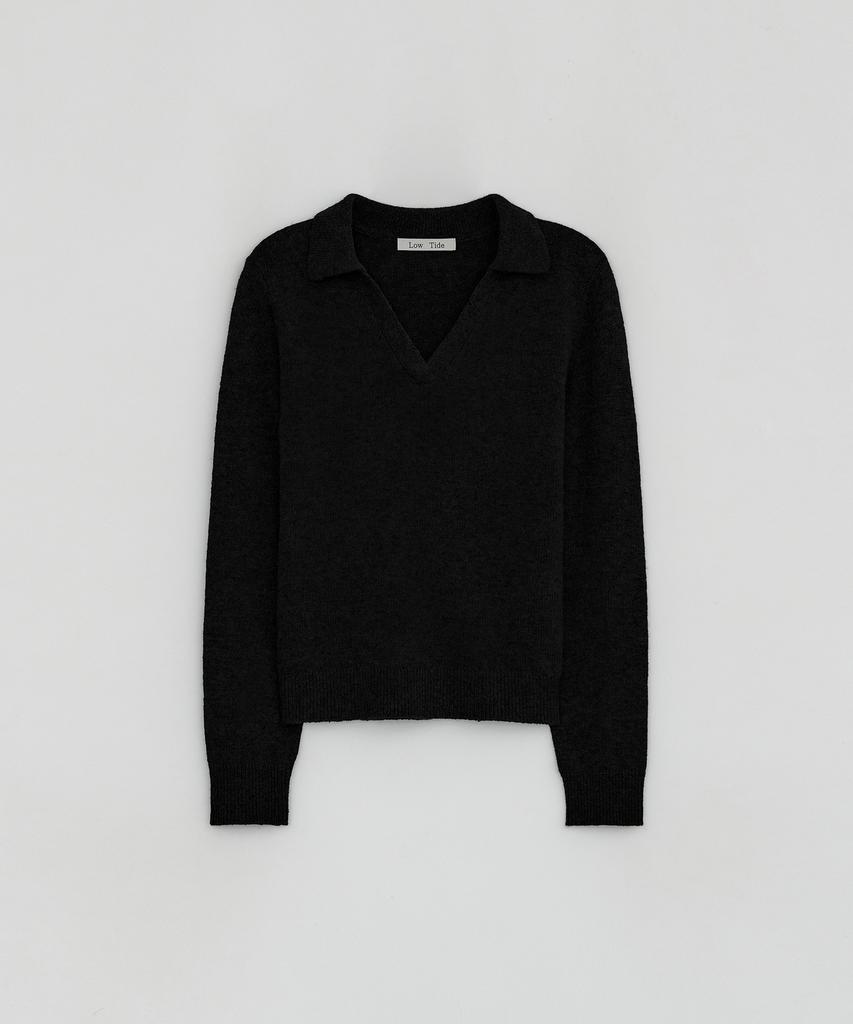Loutaideu V Neck Collar Knit [Black]
