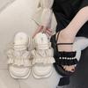 Fashion Two Way Wear Women's Sandals Fashion Pearl Fairy Sandal Summer Peep Toe Roman Sandals for Women Platform Sandals Sandalias Mujer