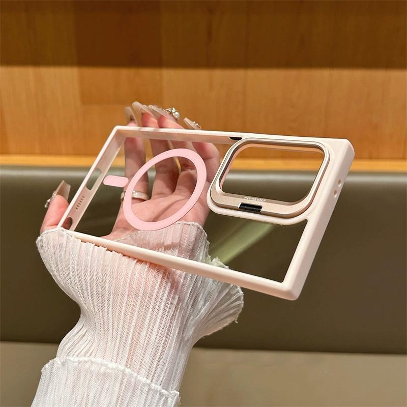 For Magsafe Magnetic Wirelesss Charge Case For Samsung Galaxy S25 S24 Ultra S22 S23 FE Plus Camera Protector Holder Clear Cover