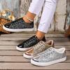 Spring and Autumn Single Shoes Plus Size Sparkle Sequin Flat Sport Casual Lightweight Niche Design Soft Sole Single Shoes
