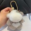 Mink Fur Bear Pendant Keychain For Women Bag Key Chain Pendant Keyrinngs Luxury Decoration Jewelry Bag Hanging Accessories Gifts