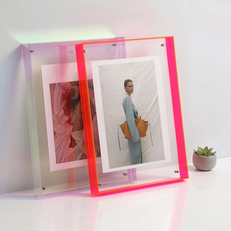 Acrylic Photo Frame Box Transparent Photocard Holder Interior Frame Picture Display Stand Office Home Desktop Wall Decoration