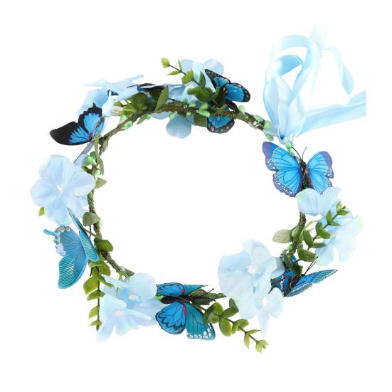 Butterfly Flower Crown Brides Bridesmaids Bohemian Flower Crown Fairy Style Hair Wreath Floral Headband синий