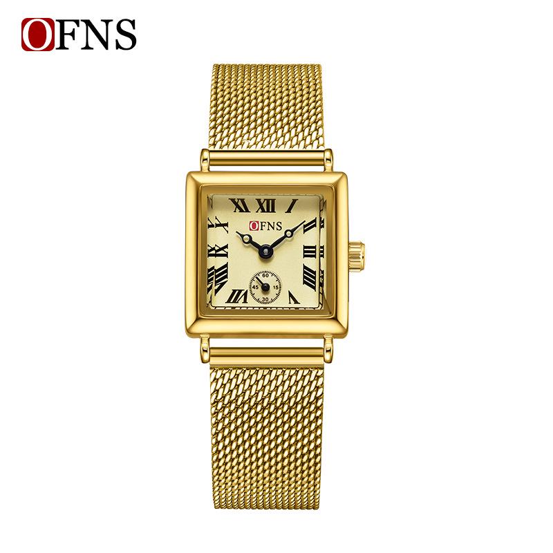 OFNS Women's Classic Luxury Retro Square Quartz Watch with Roman Numerals