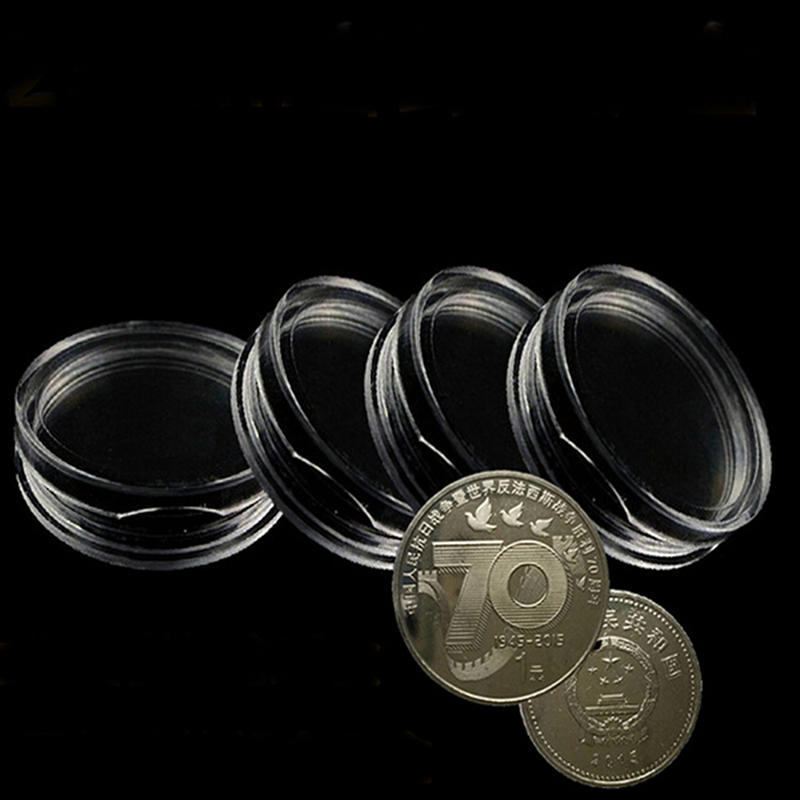 10Pcs 19Mm Clear Round Cases Coin Storage Capsules Holder Round Plastic