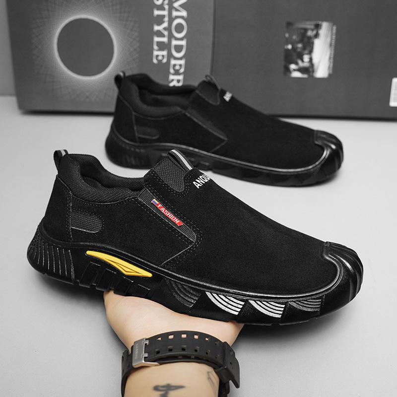 

Мужские дышащие слипоны защитные рабочие туфли легкие с мягкой подошвой удобные нескользящие повседневные для защиты труда с подноском кроссовки 44 чёрный