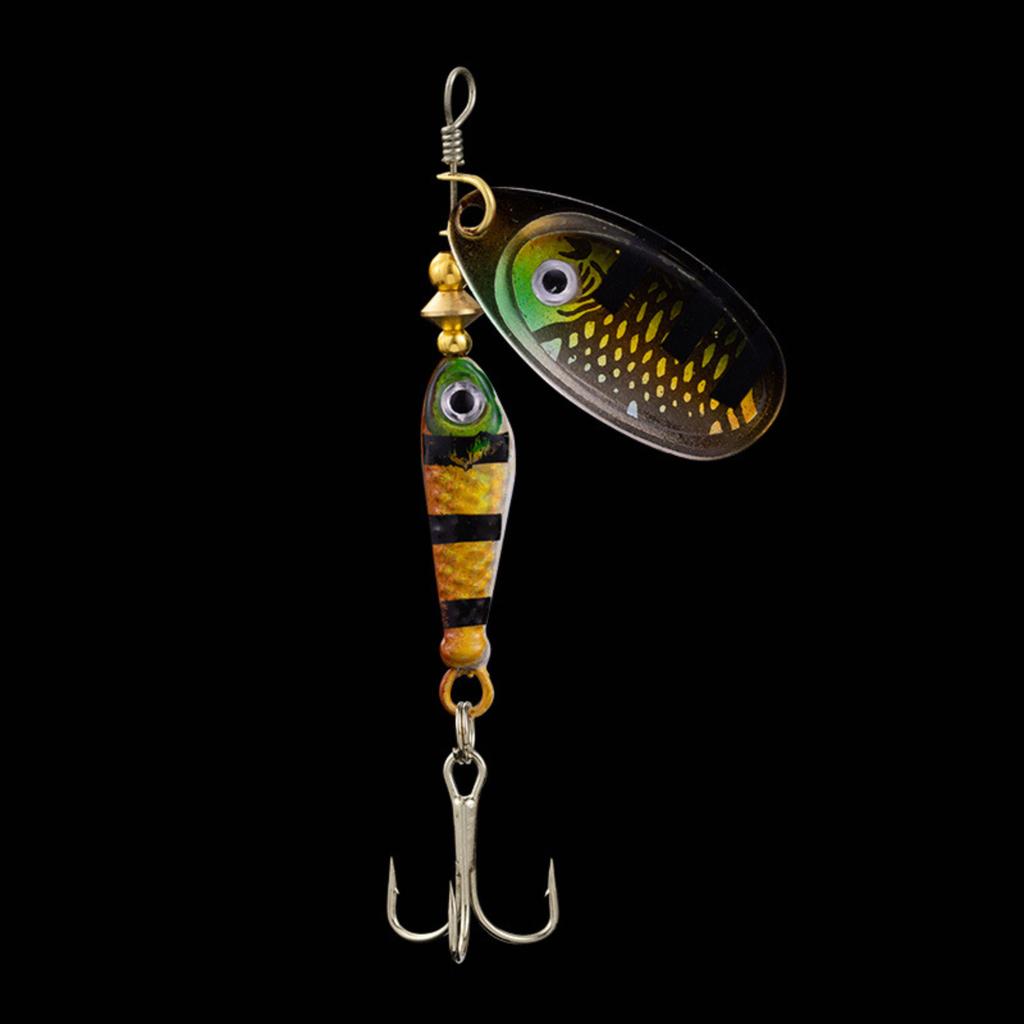9g 7cm Fishing Lure Spinnerbait Metal Fishing Spoon Bait with Rotating Blade and Treble Hook for Freshwater Fishing Tackle