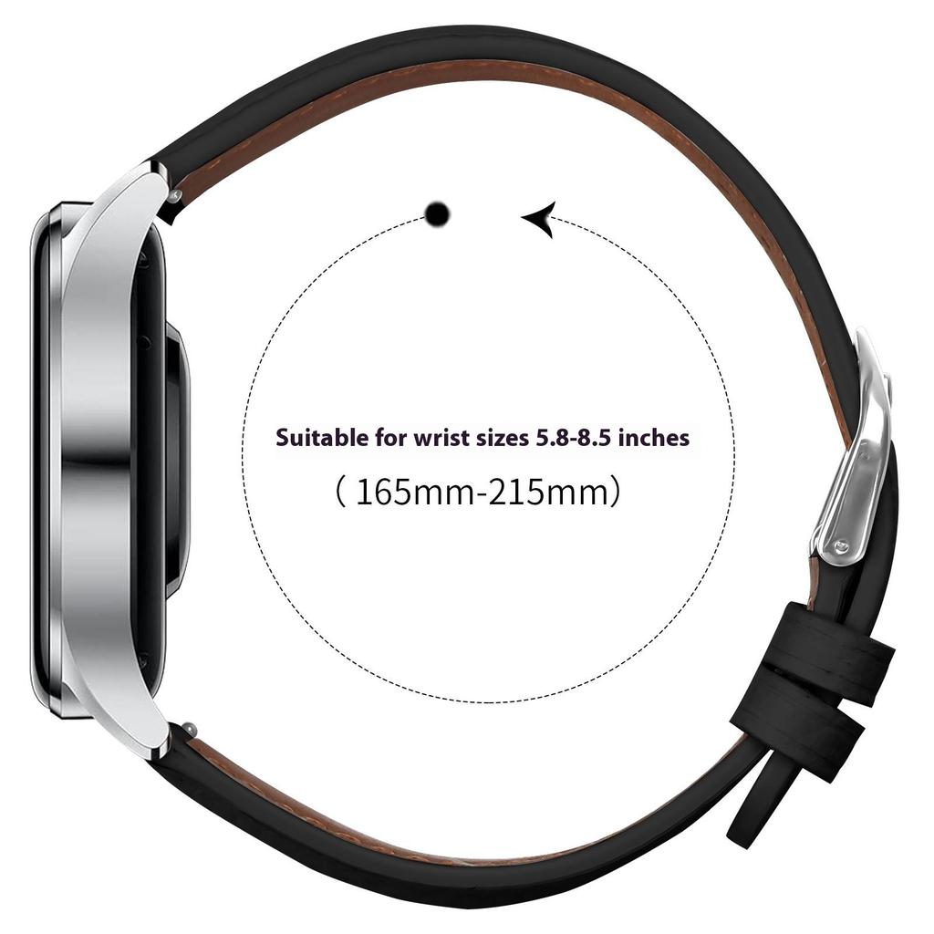 Replacement Strap for Samsung Galaxy Watch 46mm Litchi Texture PU Leather Watch Band with Metal Buckle