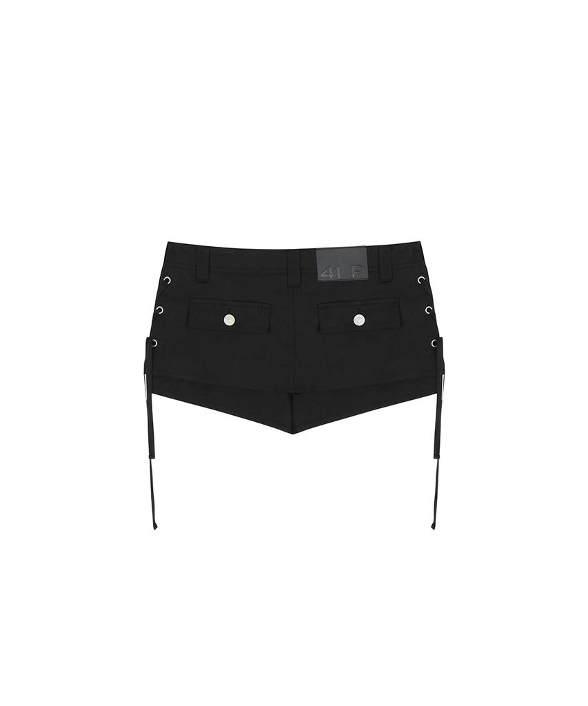 Sailpeulei Layered Lace-Up Skirt Shorts / Black
