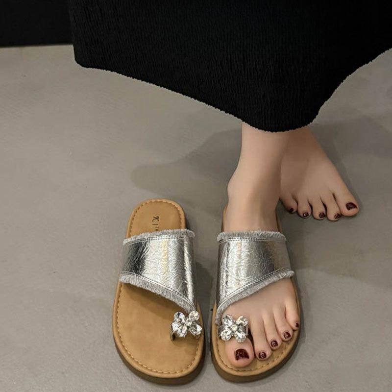 

Туфли на мягкой подошве Тапочки Плоские Пляжные тапочки 40 серебряный