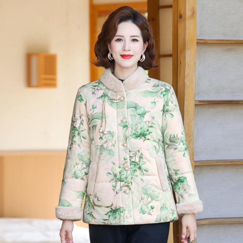 Fleece and Thickened Winter Cotton-padded Jacket, New Disc-buckled Cotton-padded Jacket, Chinese Thermal Cotton-padded Jacket for Women