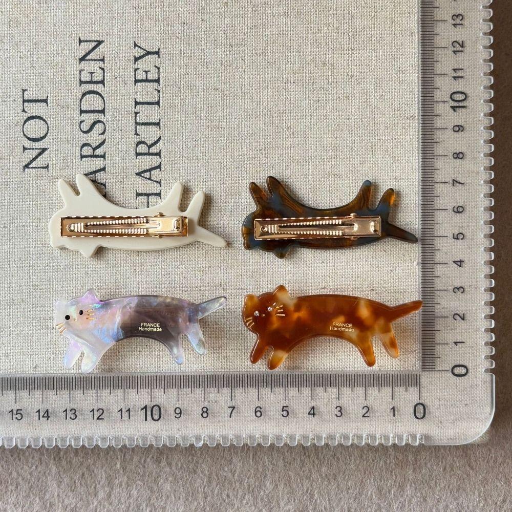 Small Cat Shaped Hair Clip Acetic Acid Cute Side Clip Cute Animals Hairpin  Streetwear