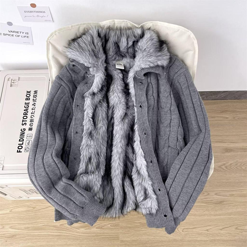 Thorn & Vine Stand Collar Plus Velvet Men's Heavyweight Winter Cardigan