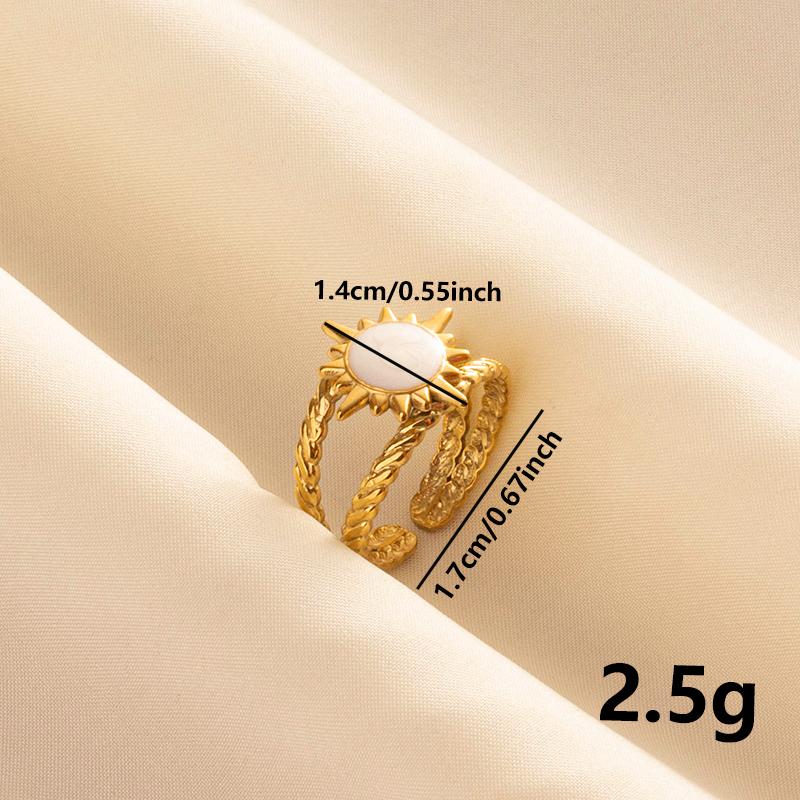 Bohemian Gold Color White Enamel Open Rings Luxury Irregular Stainless Steel Adjustable Finger Ring Women Charm Jewelry Gifts