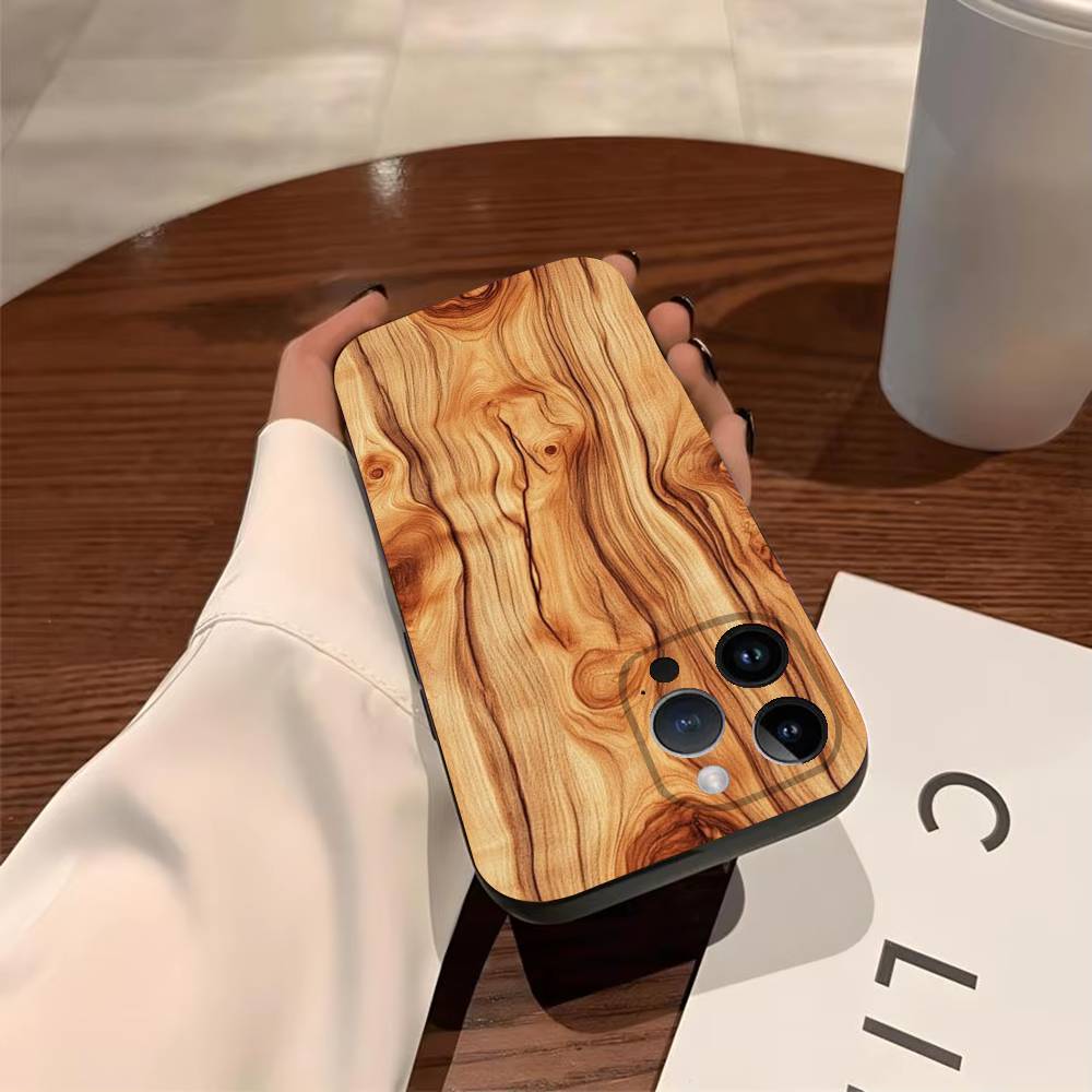 Natural Wood Phone Case for iPhone 17,16,15,14,13,12,11,Pro,X,Xs,Max,Plus Shockproof Cover