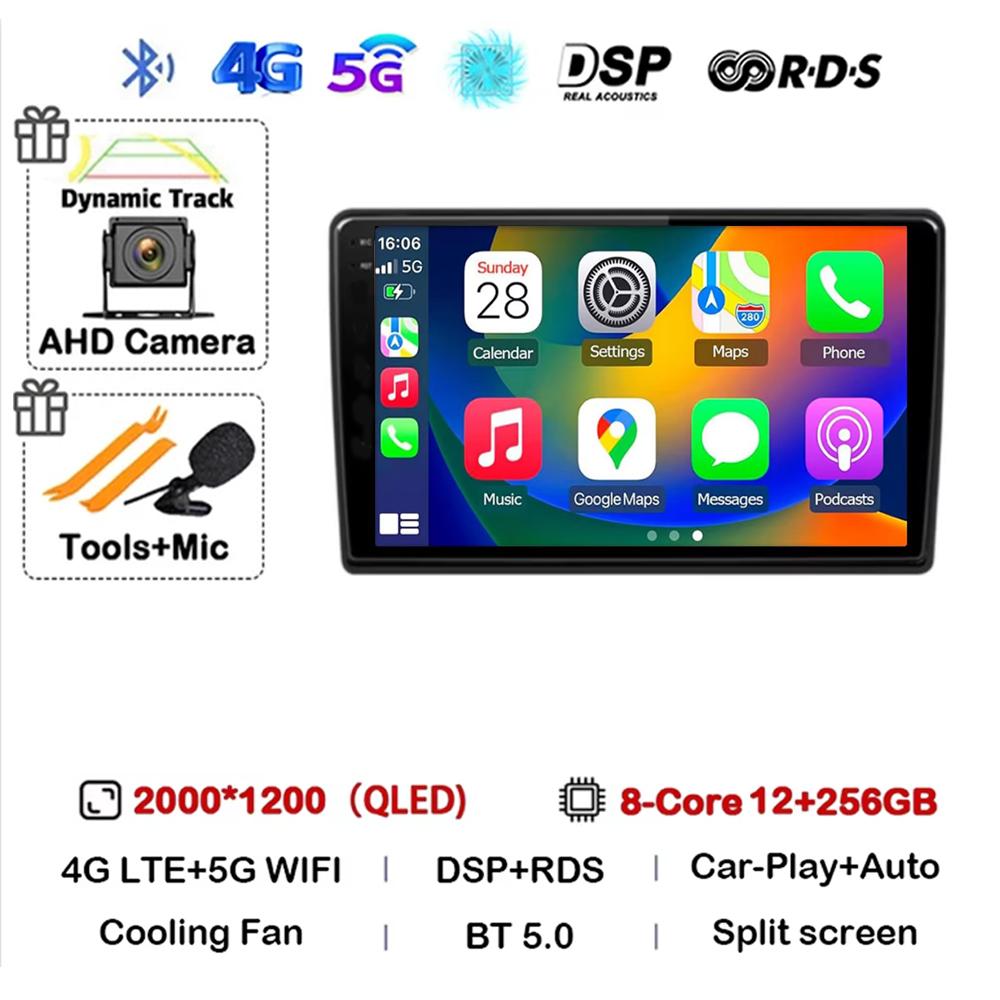 Android 14 Multimedia Video Player Car Radio GPS CarPlay Stereo Sound 2007-2015 Model For Hyundai H1 II 2TQ Supporting 4G 2K