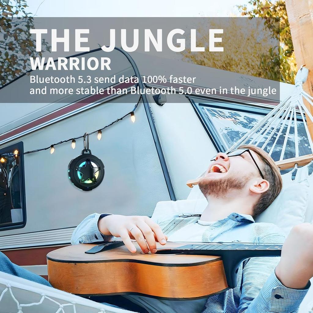 EBODA Bluetooth Shower Speaker, IP67 Waterproof Portable Speakers, Floating, TF Card, Small Outdoor Speaker with LED Light, True Wireless Stereo for