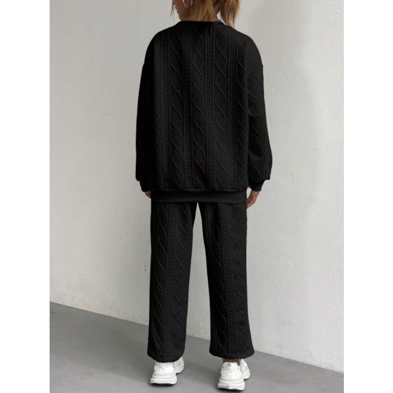 JKASHDK Dámská móda Ležérní Jaro Podzim Jednobarevný potisk Dlouhý rukáv Kalhoty s výstřihem do O Kalhoty Obleky