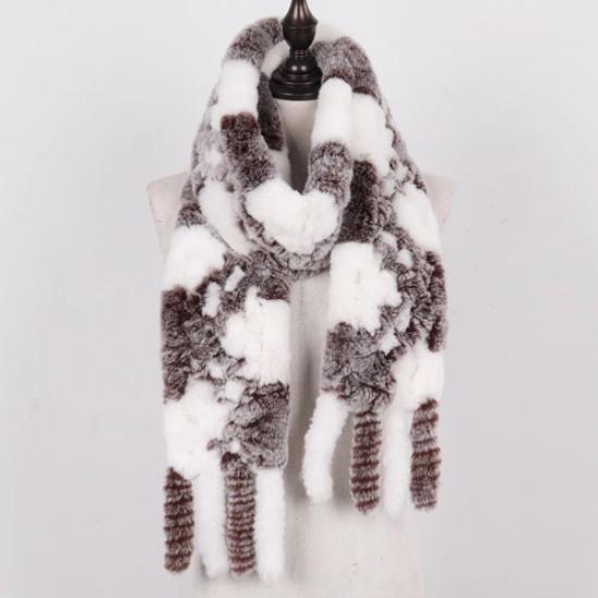 

Новые женские шарфы из натурального кроличьего меха рекс, длинные, женские вязаные муфты с кисточками из кроличьего меха рекс, зимний теплый шарф из натурального меха
