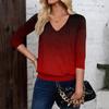 Women's Fashion Casual V-Neck Three-Quarter Sleeve Print Top