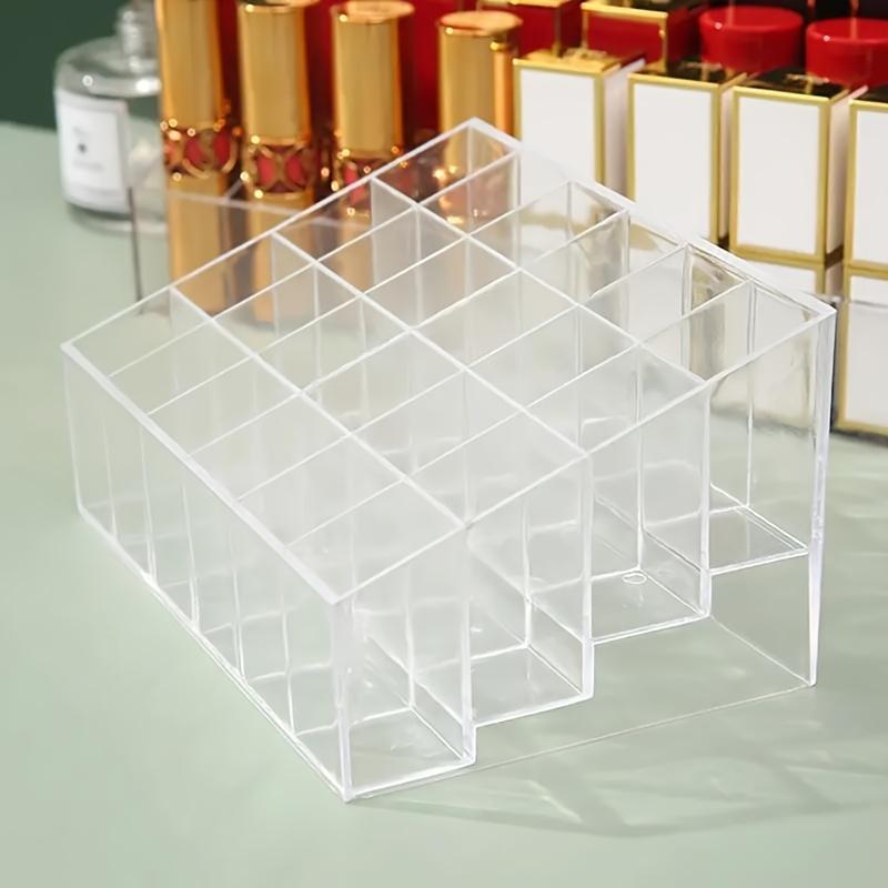 Acrylic Lipstick Holder - 24-Compartment Makeup Organizer with Golden Accents, For Cosmetics, Skincare & Jewelry