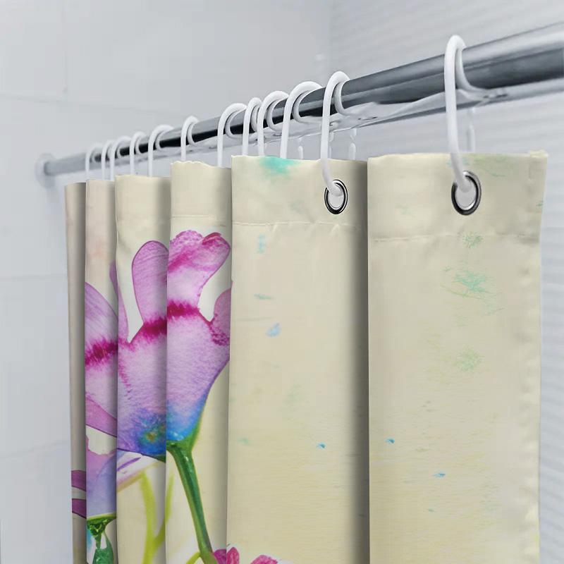 Creative Waterproof Shower Curtain Flower Pattern Shower Curtain Elegant Art Bathroom Curtain Suitable For Home Hotel
