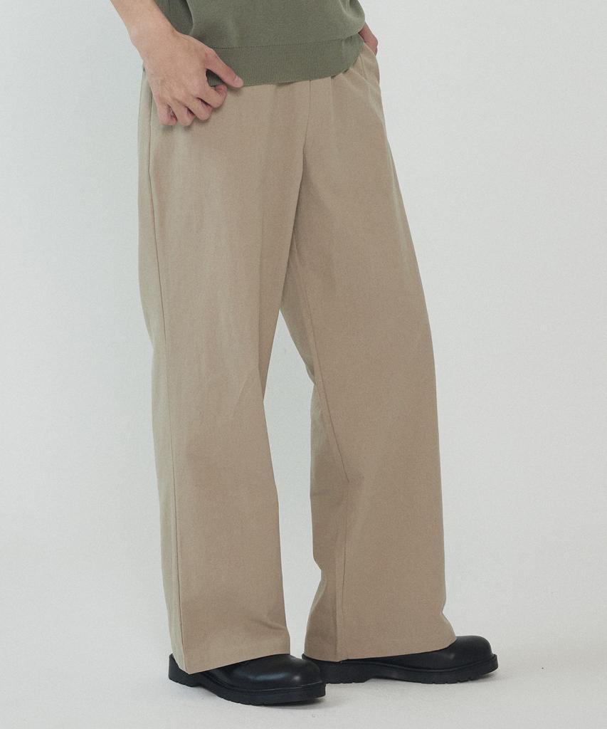 ANALOG MOOD Linen Cotton Semi-Wide Pants (Dark Beige)