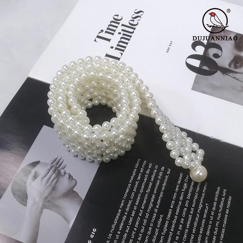 Wide Version Of Pearl Women'S Belt Simple And Elegant With Skirt Dress Elastic Elastic Chain Women