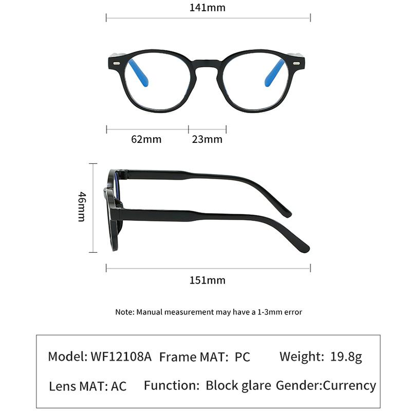 Minimalist High End Round Anti Blue Light Glasses Daily Commute Business Eyeglasses Frame Blue Light Blocking Computer Glasses
