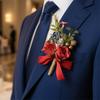 Lapela de Terno Masculino Flor Artificial Pulseira de Pulso Reutilizável Pulseira Floral Alta Simulação Versátil Celebração de Negócios Lapela