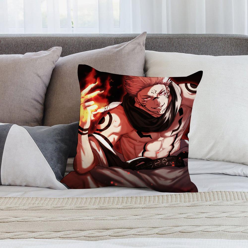 J-Jujutsu Kaisen Ryomen Sukunas Pillow Case Short Plush Pillow Covers Sofa Decor Gift Home Double-Sided Printing Cushion Cover