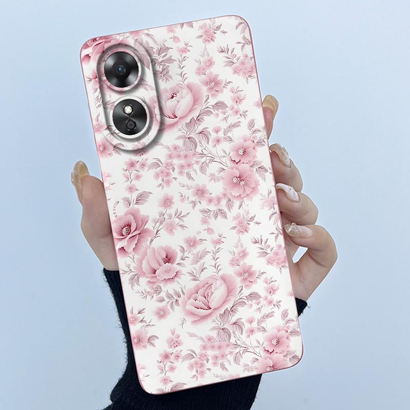 For OPPO A17 A17K 2022 CPH2477 Case Back Cover Cute Panda Sweet Girls Soft Silicone TPU Phone Case Shockproof Protective Casing