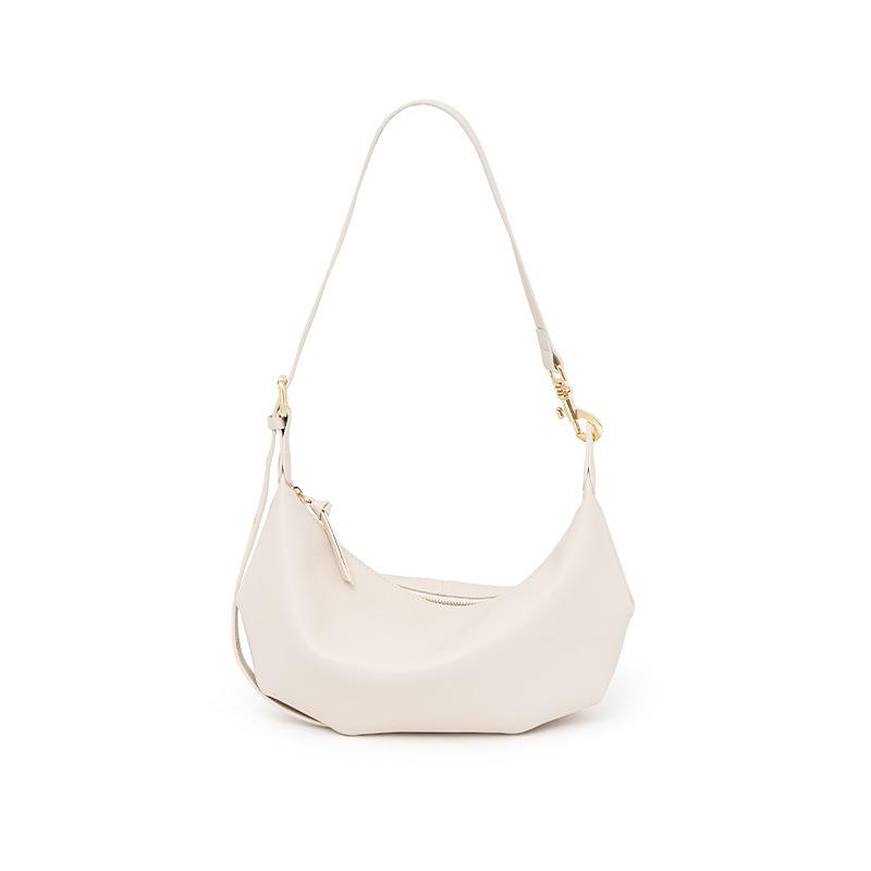 Soft Leather French Underarm Bag Women Fashion Zipper Shoulder Bag Pleated Cow Leather Messenger Bag