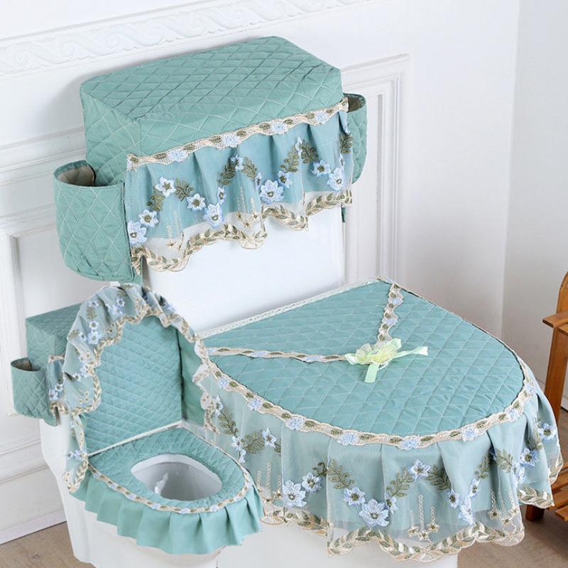 3 sztuk/zestaw nakładka na deskę sedesową pokrywa zbiornika wody toaletowej Closestool osłony przeciwpyłowe poduszka na deskę sedesową odpinana tkanina na toaletę