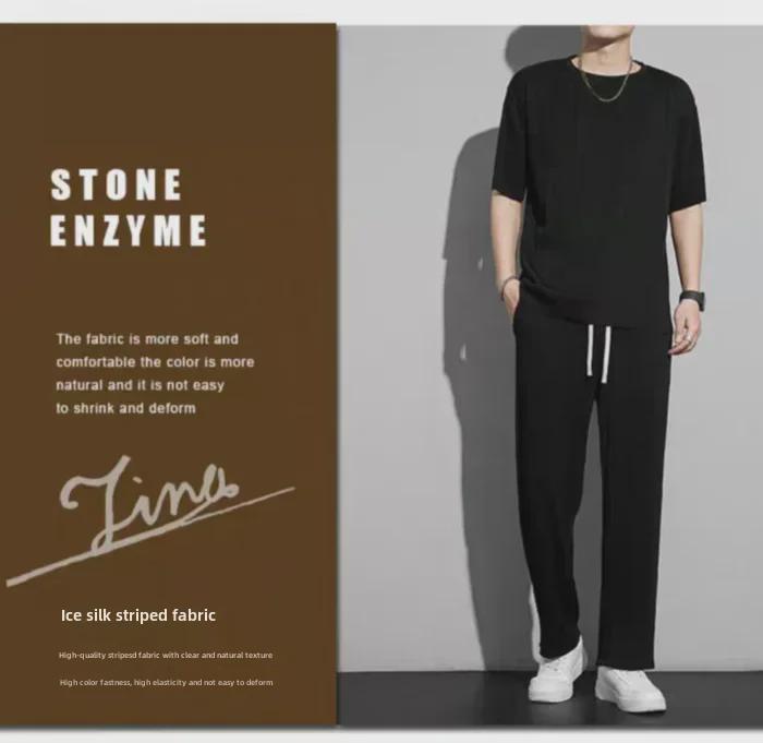 Pantaloni Sportivi Estivi in Seta di Ghiaccio da Uomo 2024: Abbigliamento Casual Trendy, Leggero, Traspirante e dalla Vestibilità Ampia