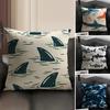 Shark Fashion Cushion Cover Natural Linen Organic Fabric DoubleSided Printing Sofa Home Decor Gift Pillow Case