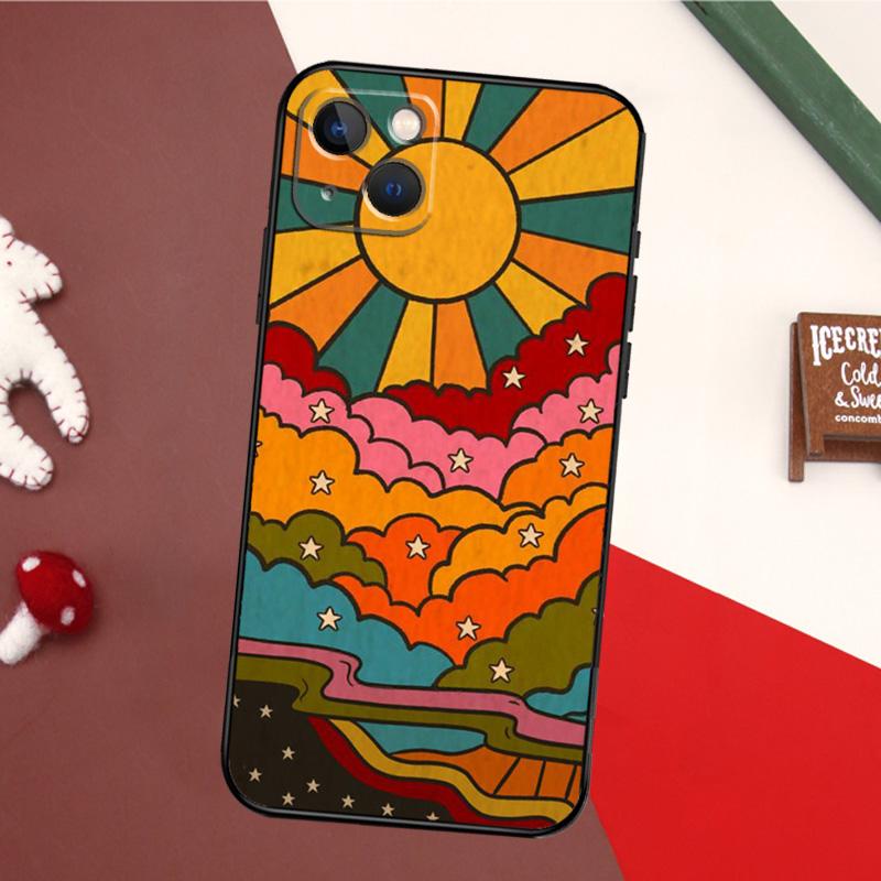 Cute Indie Hippie Case For iPhone 16 15 14 13 12 Mini 11 Pro Max X XR XS 7 8 Plus Soft Bumper Cover