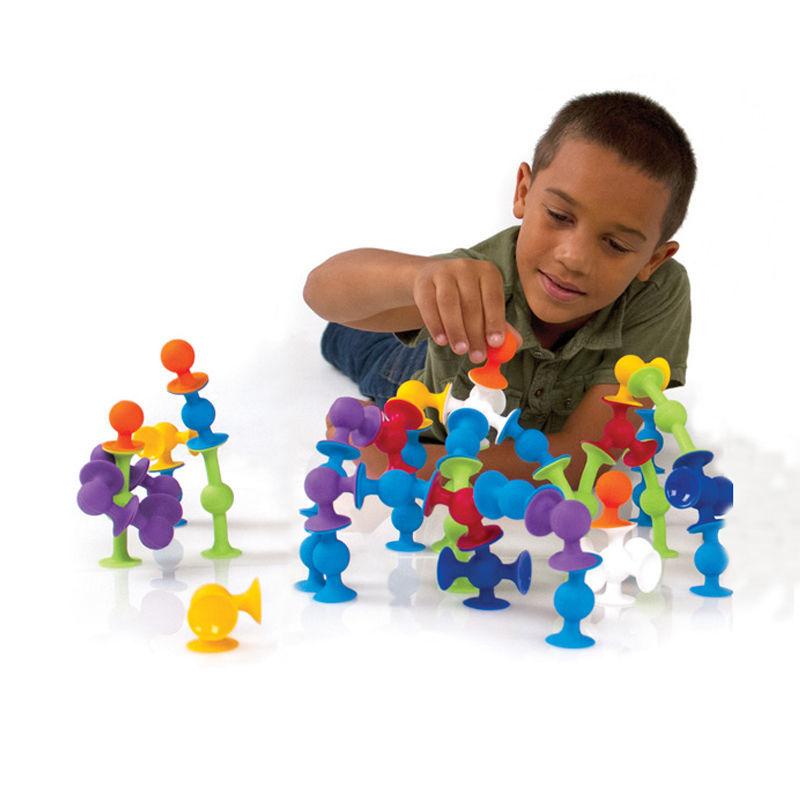 19 PCS Suckers Assembled Toys Funny Silicone Block Model Construction Toy Sucker Suction Cup Educational Building Block Kids Toy