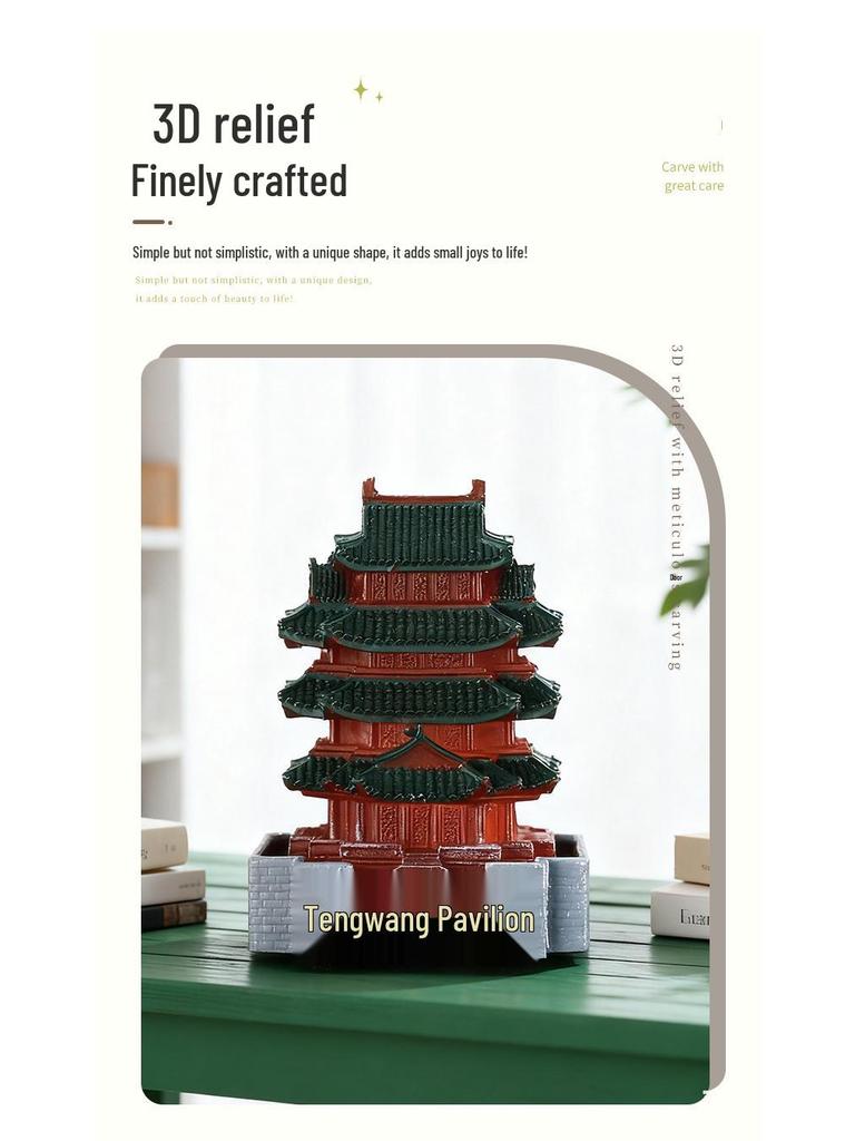Tengwang-Pavillon 3D Leuchtender Harzmagnet - Chinesisches Antikes Architektur Souvenir.